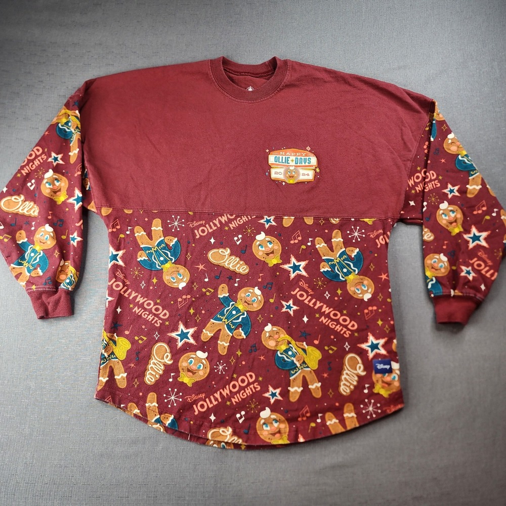 Disney Jollywood Nights Spirit Jersey 2024 Ollie Gingerbread Holiday XS Burgundy